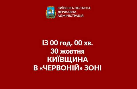 Із 00 год. 00 хв. 30 жовтня на Київщині почне діяти «червоний» рівень епідемічної небезпеки