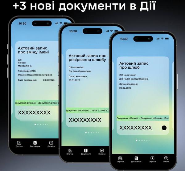 📲 Одразу три нові цифрові документи в Дії: свідоцтва про шлюб, розірвання шлюбу та зміну імені