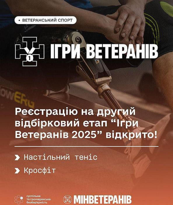 Реєстрацію на другий відбірковий етап “Ігри ветеранів 2025” продовжено!