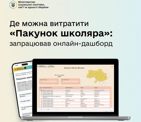 🎒 Де можна витратити «Пакунок школяра»: запрацював онлайн-дашборд