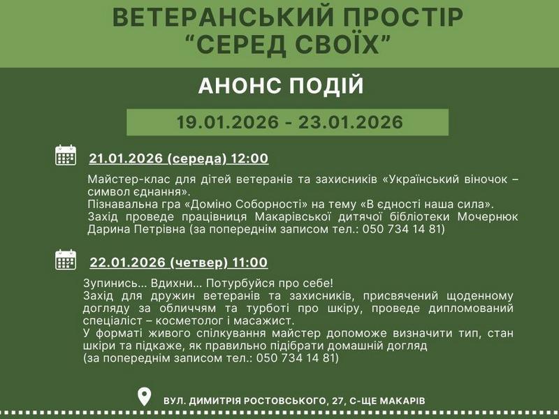 Анонс подій ветеранського простору “СЕРЕД СВОЇХ”
