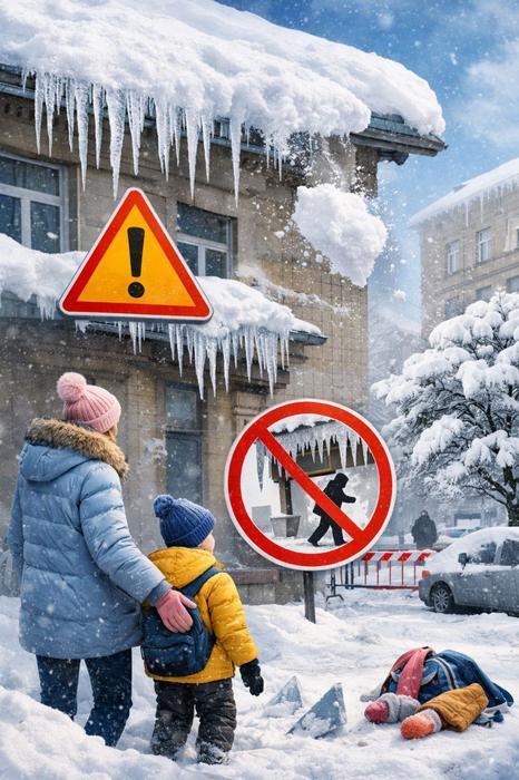 ❄️ Зимова небезпека: остерігайтесь падіння бурульок!