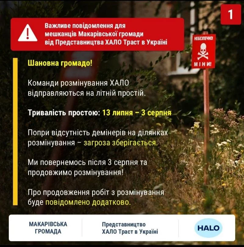 📢 Важливе повідомлення для мешканців Макарівської громади від Представництва ХАЛО Траст в Україні